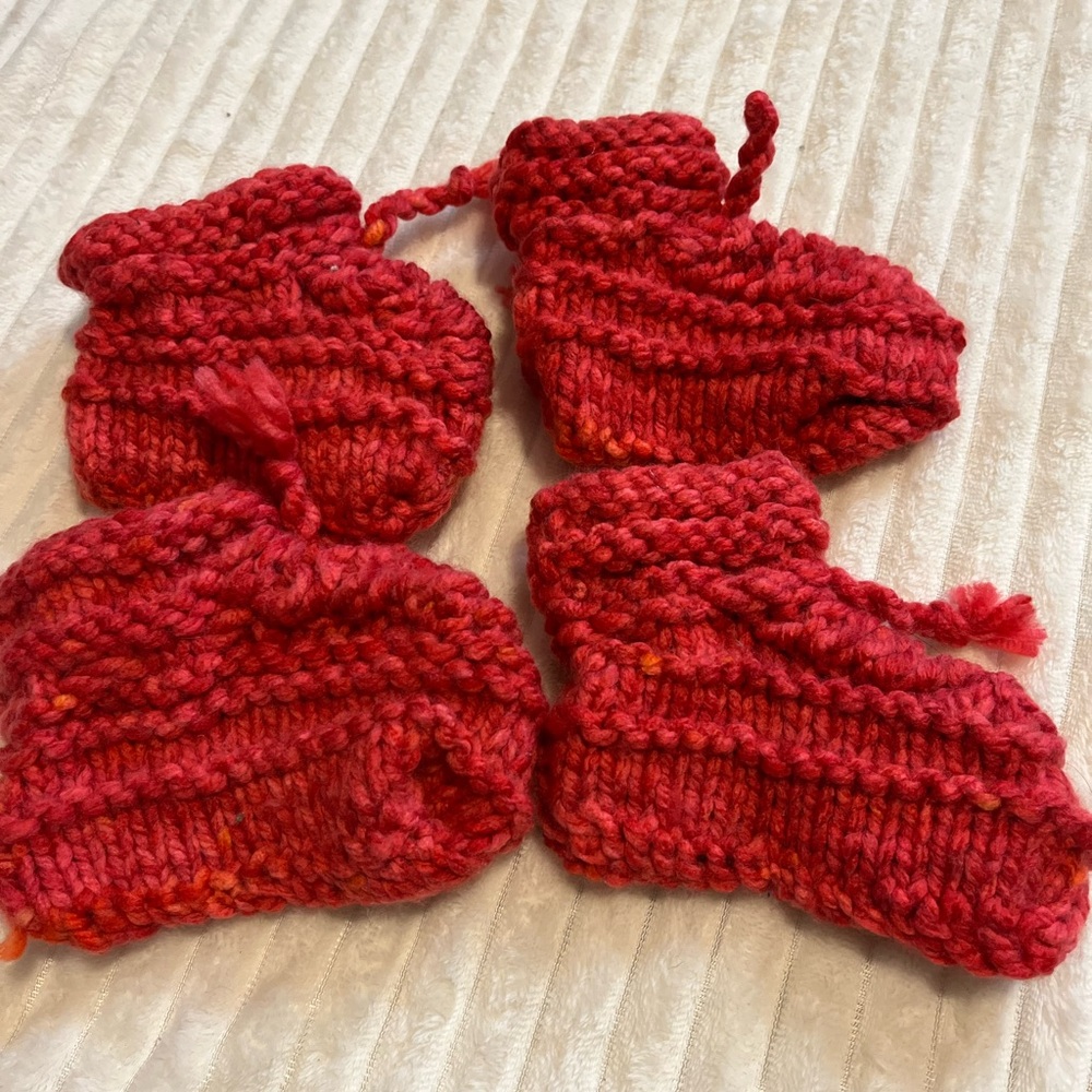 Handmade Red Baby Booties,,H36